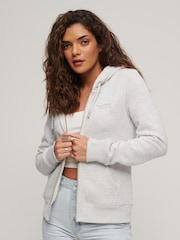 Superdry Grey Essential Logo Zip Hoodie - Image 1 of 6