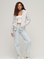 Superdry Grey Essential Logo Zip Hoodie - Image 3 of 6