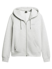 Superdry Grey Essential Logo Zip Hoodie - Image 4 of 6