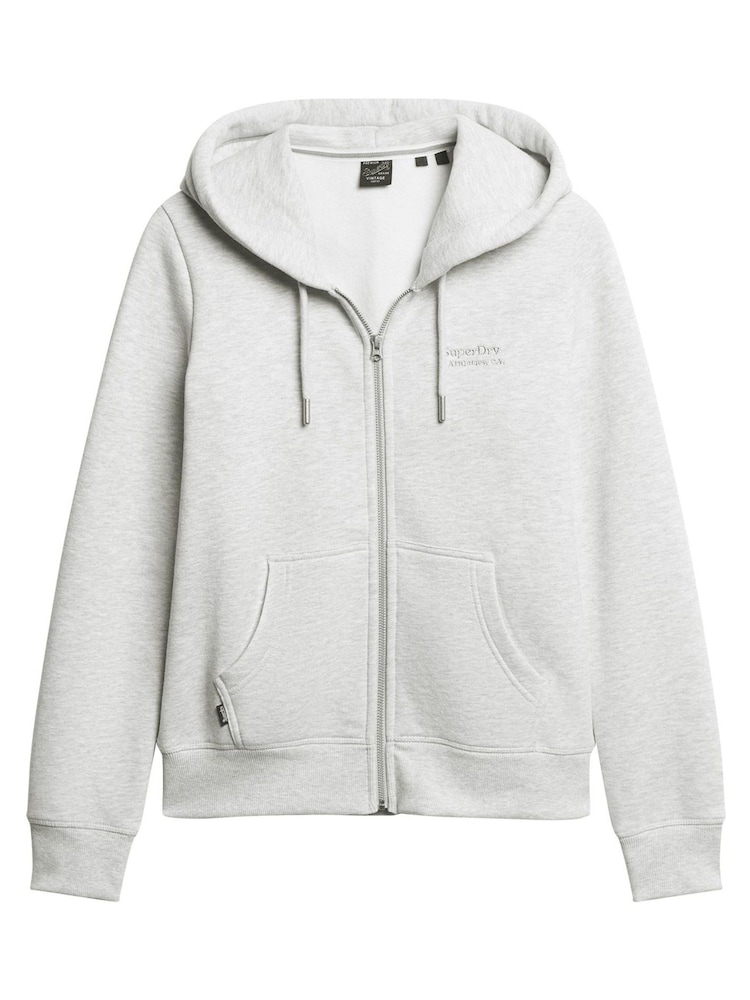 Superdry Grey Essential Logo Zip Hoodie - Image 4 of 6