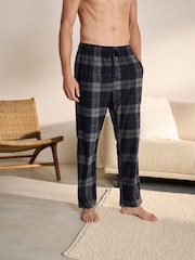 Navy Blue/Grey Check Motionflex Cosy Pyjama Bottoms - Image 1 of 5