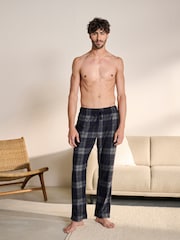 Navy Blue/Grey Check Motionflex Cosy Pyjama Bottoms - Image 2 of 5