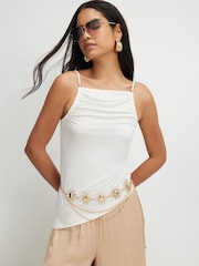 River Island Cream Sleeveless Beaded Cami Top - Image 1 of 4