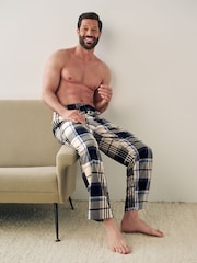 صخري مربعات - بنطلون بيجامة طويل بتصميم مريح ودافئ بارز الملمس - صورة 3 من 8