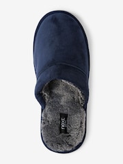 Navy Blue Mule Slippers with Faux Lining - Image 3 of 4
