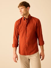 Terracotta Brown Slim Fit Easy Iron Button Down Oxford Shirt - Image 1 of 8