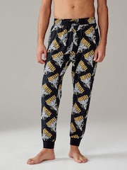 Black/Gold 100% Cotton Nirvana Band Graphic Pyjama Bottoms - Image 1 of 8