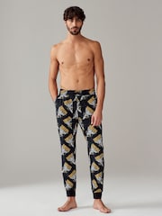 Black/Gold 100% Cotton Nirvana Band Graphic Pyjama Bottoms - Image 2 of 8