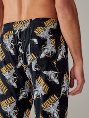 Black/Gold 100% Cotton Nirvana Band Graphic Pyjama Bottoms - Image 4 of 8