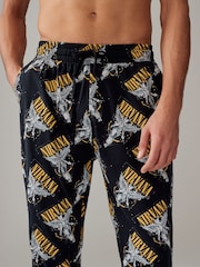 Black/Gold 100% Cotton Nirvana Band Graphic Pyjama Bottoms - Image 5 of 8