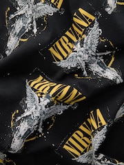 Black/Gold 100% Cotton Nirvana Band Graphic Pyjama Bottoms - Image 6 of 8