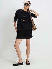 River Island Black Short Sleece Premium Boxy T-Shirt - Image 2 of 4
