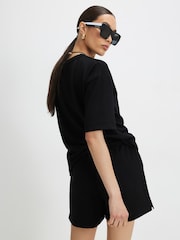 River Island Black Short Sleece Premium Boxy T-Shirt - Image 4 of 4