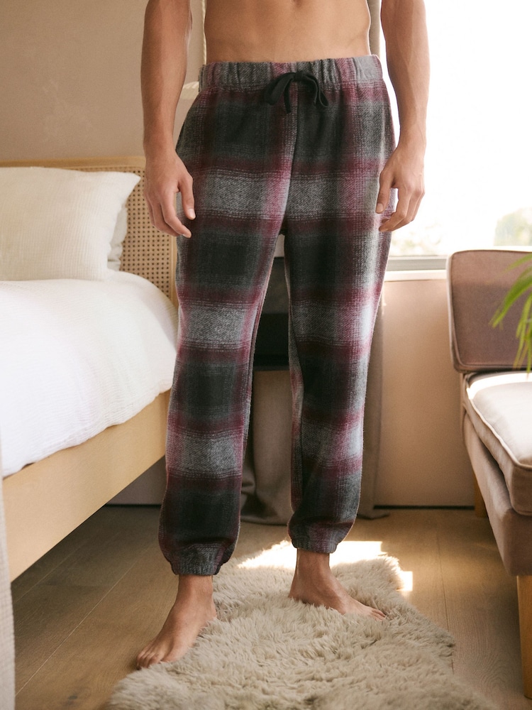 Grey/Red Cosy Brushed Check Pyjama Bottoms - Image 1 of 10