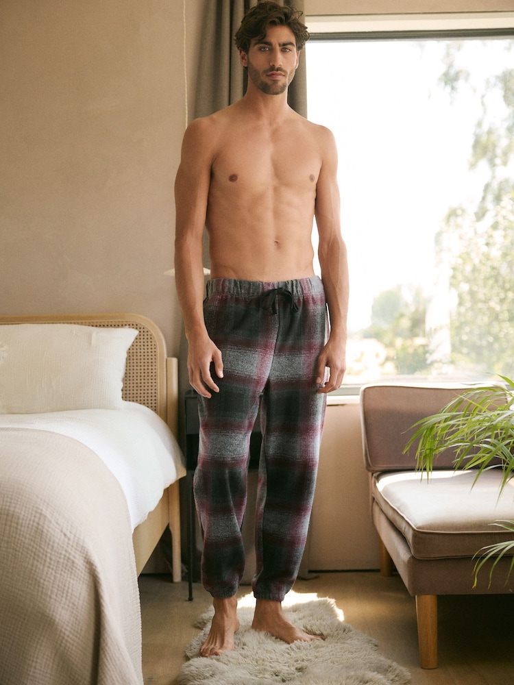 Grey/Red Cosy Brushed Check Pyjama Bottoms - Image 2 of 10