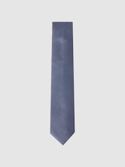 Reiss Airforce Blue Ceremony Textured Silk Blend Tie - Image 1 of 5