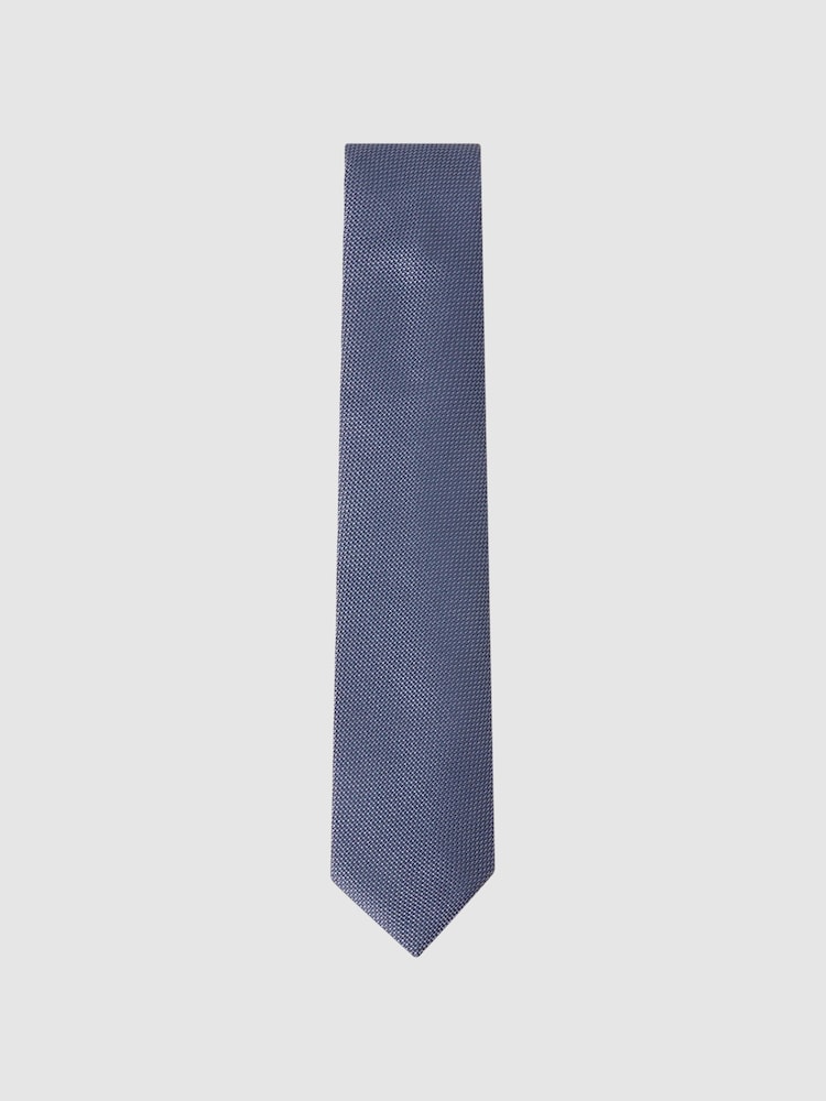 Reiss Airforce Blue Ceremony Textured Silk Blend Tie - Image 1 of 5