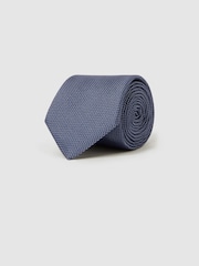 Reiss Airforce Blue Ceremony Textured Silk Blend Tie - Image 3 of 5