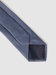 Reiss Airforce Blue Ceremony Textured Silk Blend Tie - Image 5 of 5