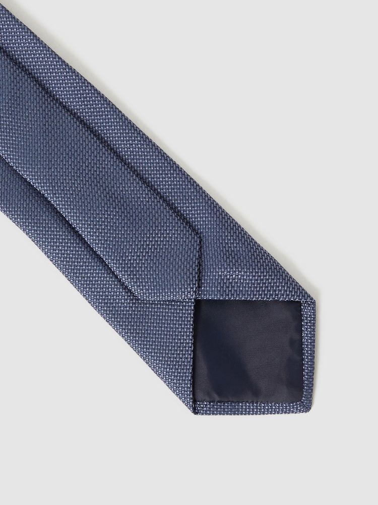 Reiss Airforce Blue Ceremony Textured Silk Blend Tie - Image 5 of 5