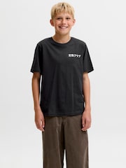 JACK & JONES JUNIOR Black Loose Fit Back Print T-Shirt - Image 1 of 7
