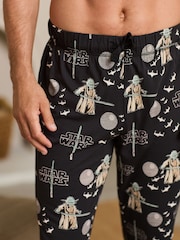Black 100% Cotton Yoda Star Wars Christmas License Pyjama Bottoms - Image 4 of 7