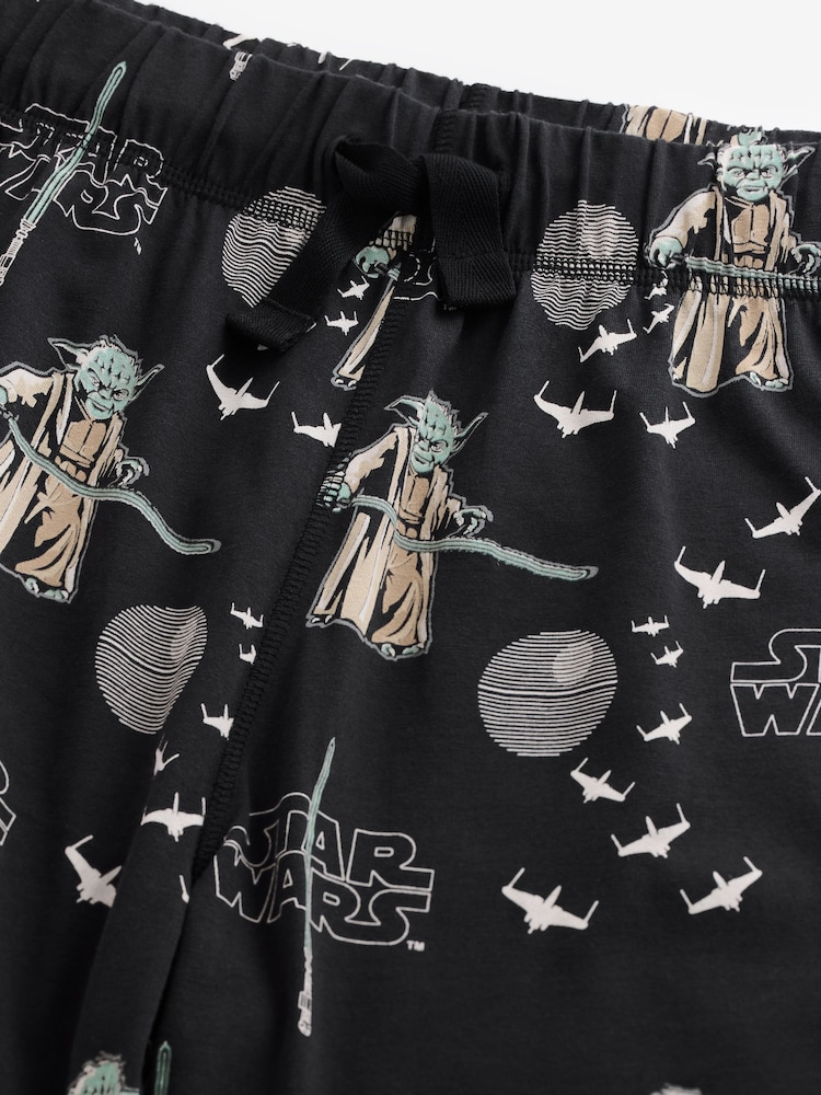 Black 100% Cotton Yoda Star Wars Christmas License Pyjama Bottoms - Image 7 of 7