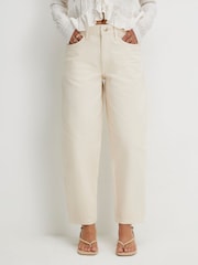 River Island Cream Petite Barrel Leg Jeans - Image 3 of 4