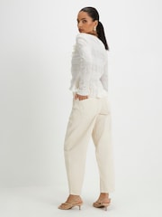River Island Cream Petite Barrel Leg Jeans - Image 4 of 4