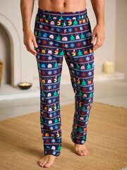 Navy Blue Pac-Man Christmas Cosy Pyjama Bottoms - Image 1 of 9