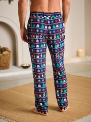 Navy Blue Pac-Man Christmas Cosy Pyjama Bottoms - Image 4 of 9