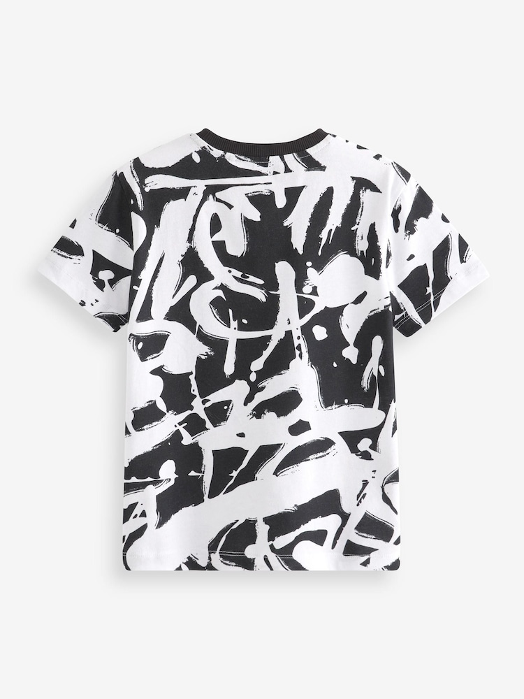 Black/White Scribble All-Over Print Short Sleeve T-Shirt (3-16yrs) - Image 2 of 3