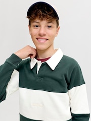 JACK & JONES JUNIOR Green Colour Block Rugy Polo Shirt - Image 3 of 7