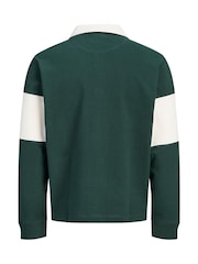 JACK & JONES JUNIOR Green Colour Block Rugy Polo Shirt - Image 7 of 7