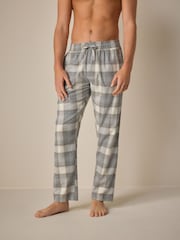Stone/Grey Check Signature Premium Pyjama Bottoms with Wool - Image 1 of 10