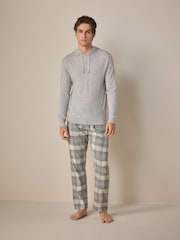 Stone/Grey Check Signature Premium Pyjama Bottoms with Wool - Image 2 of 10
