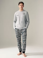Grey/Blue Keith Haring 100% Cotton Pyjamas - Image 1 of 9
