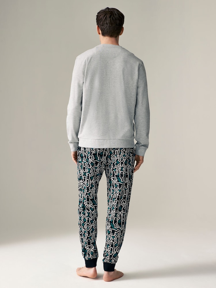 Grey/Blue Keith Haring 100% Cotton Pyjamas - Image 2 of 9