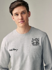 Grey/Blue Keith Haring 100% Cotton Pyjamas - Image 3 of 9