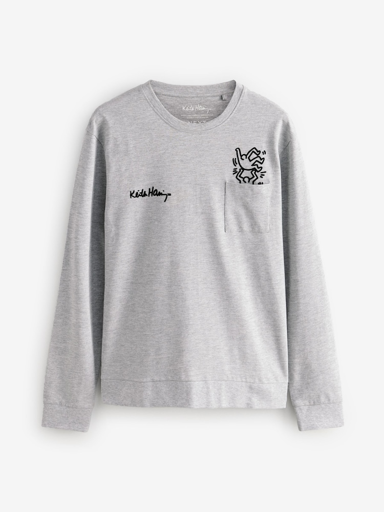 Gri/albastru - Keith Haring 100% pijamale din bumbac - Image 6 of 9