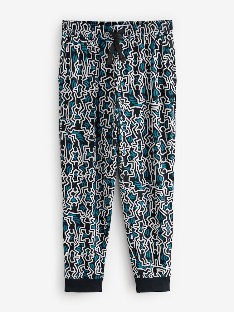 Gri/albastru - Keith Haring 100% pijamale din bumbac - Image 7 of 9