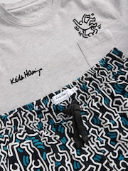 Grey/Blue Keith Haring 100% Cotton Pyjamas - Image 8 of 9