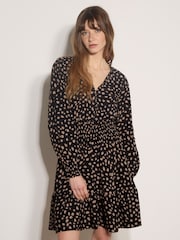 Apricot Black Irregular Spot Crepe Mini Dress - Image 1 of 5