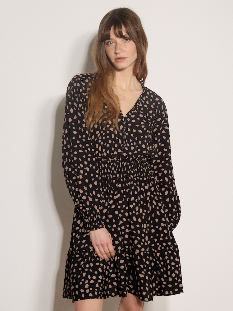 Apricot Black Irregular Spot Crepe Mini Dress - Image 1 of 5 Apricot Black Irregular Spot Crepe Mini Dress - Image 1 of 5