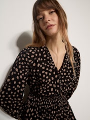 Apricot Black Irregular Spot Crepe Mini Dress - Image 3 of 5