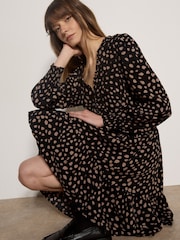 Apricot Black Irregular Spot Crepe Mini Dress - Image 5 of 5