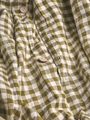 Piglet in Bed Botanical Green Gingham 100% Linen Duvet Cover - Image 3 of 3
