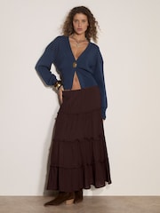 Apricot Blue Ribbed Knit Hammered Button Cardigan - Image 2 of 4