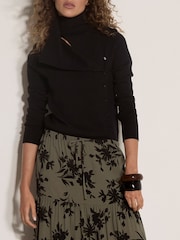 Apricot Green Floral Silhouette Crepe Midi Skirt - Image 5 of 5