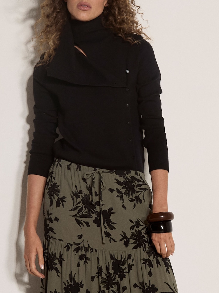 Apricot Green Floral Silhouette Crepe Midi Skirt - Image 5 of 5 Apricot Green Floral Silhouette Crepe Midi Skirt - Image 5 of 5